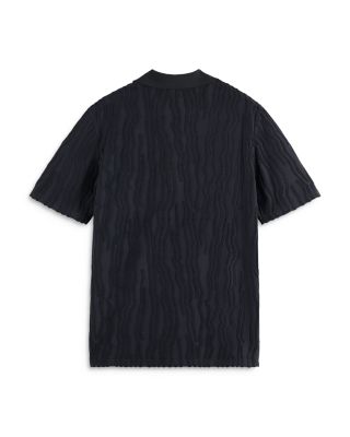 Jacquard Open Collar Terry Polo Shirt