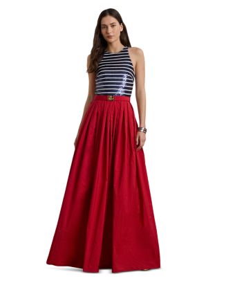 Ralph Lauren Belted Sequined Tulle & Taffeta Gown
