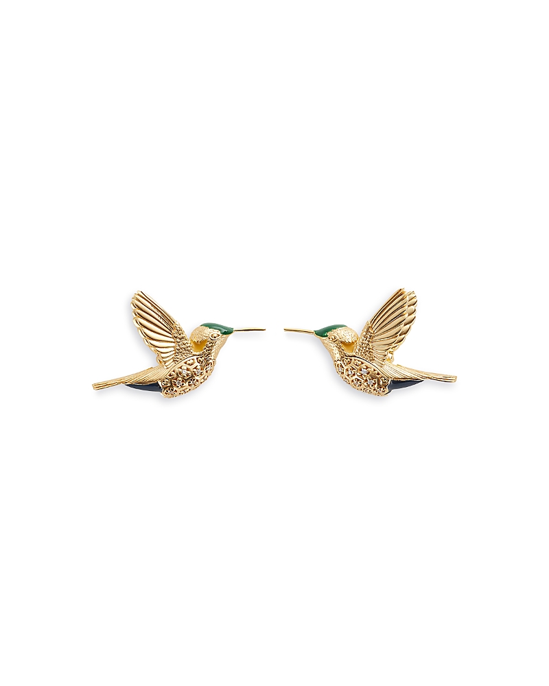 Bottega Veneta Colibri Earrings In Green/gold
