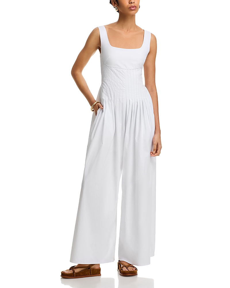Line & Dot Abbott Pleated Jumpsuit In White