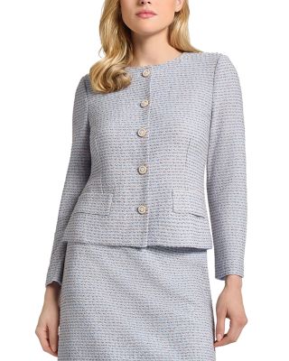 Misook - Textured Stripe Knit Jacket