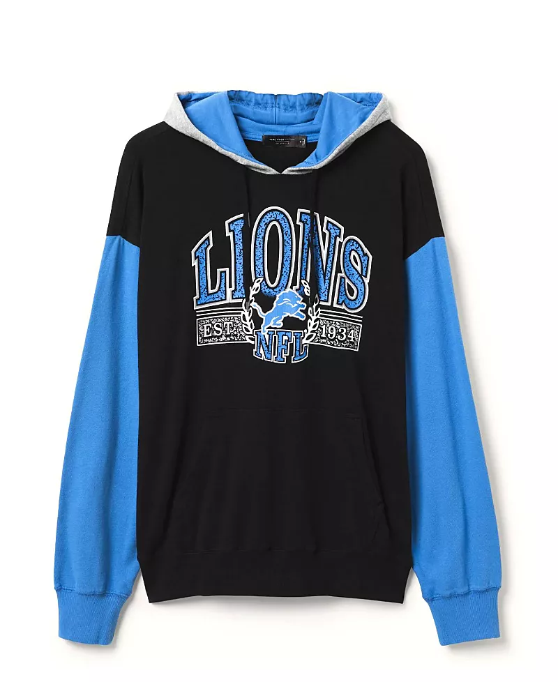 Junk Food Clothing Unisex Nfl Detroit Lions Tri Color Block Hoodie
