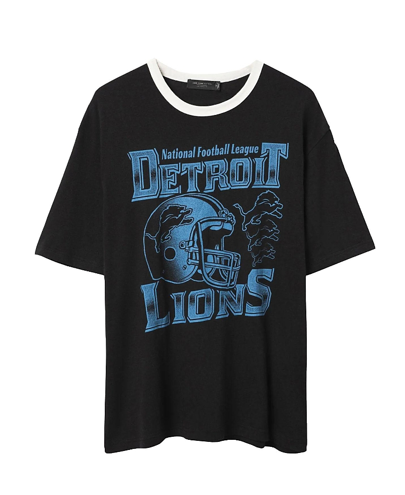 Junk Food Clothing Unisex Nfl Detroit Lions Oversized Ringer Tee In Black