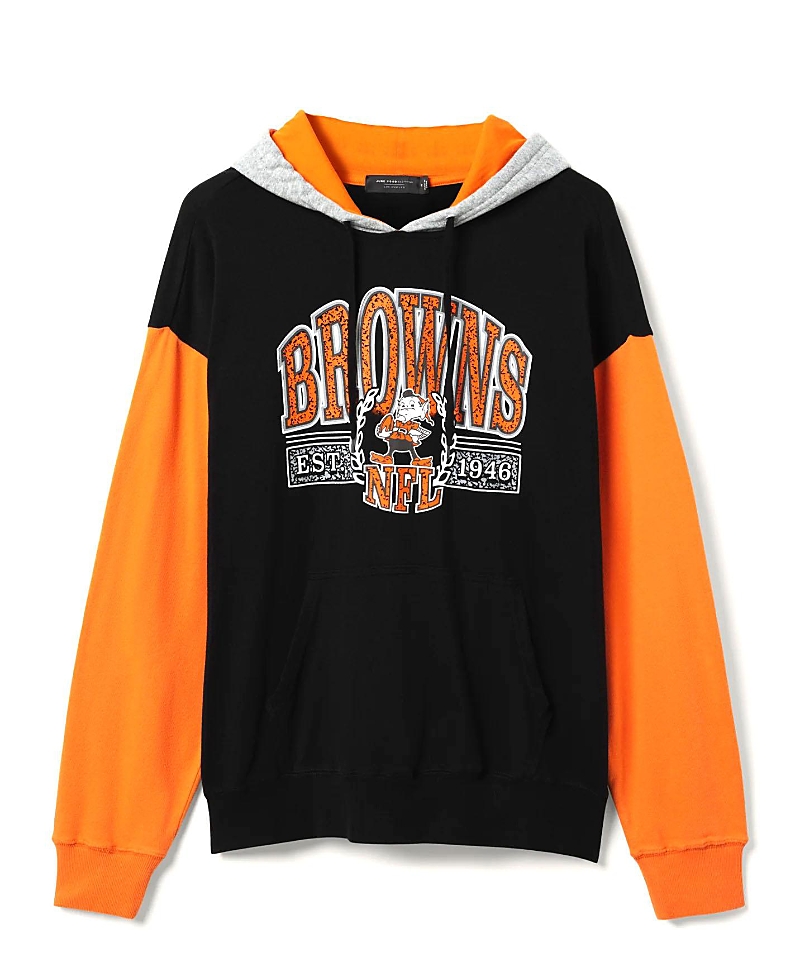 Junk Food Clothing Unisex Nfl Cleveland Browns Tri Color Block Hoodie In Midnight/orange/heather Grey