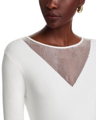 Mesh Insert Crewneck Sweater