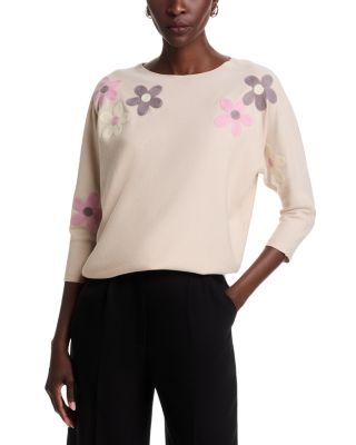 Flower Embroidery Dolman Sleeve Sweater