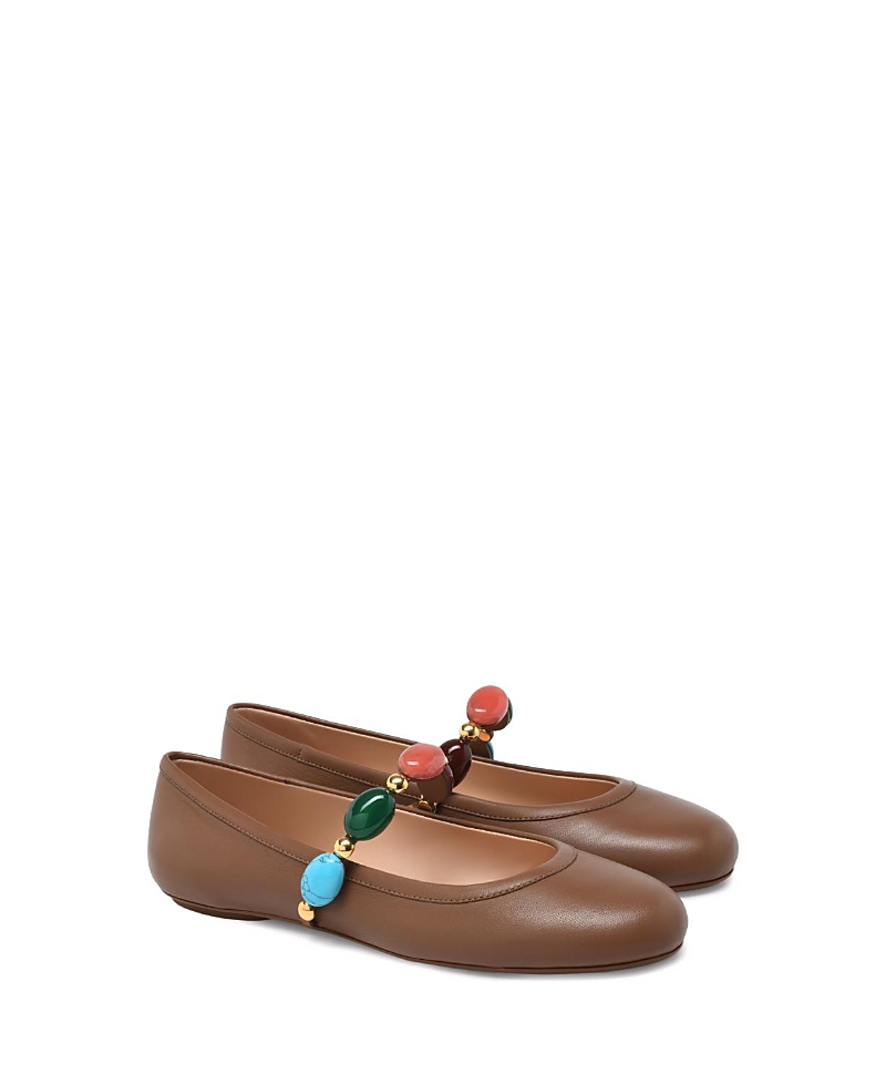 Gianvito Rossi Shanti Mary Jane Leather Ballet Flats In Brown