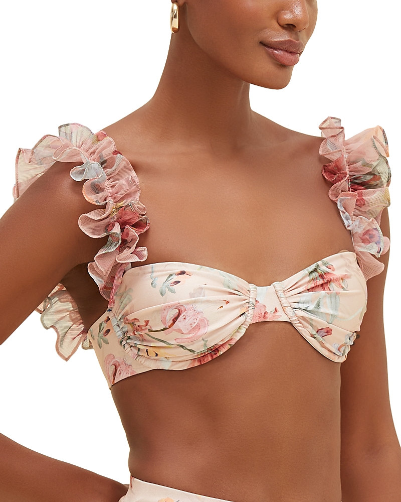 Patbo Viera Flutter Sleeve Bikini Top White In Orange