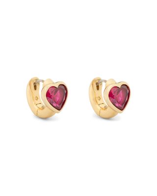 kate spade new york Keep Sparkling Stone Heart Huggie Hoop Earrings in Gold Tone