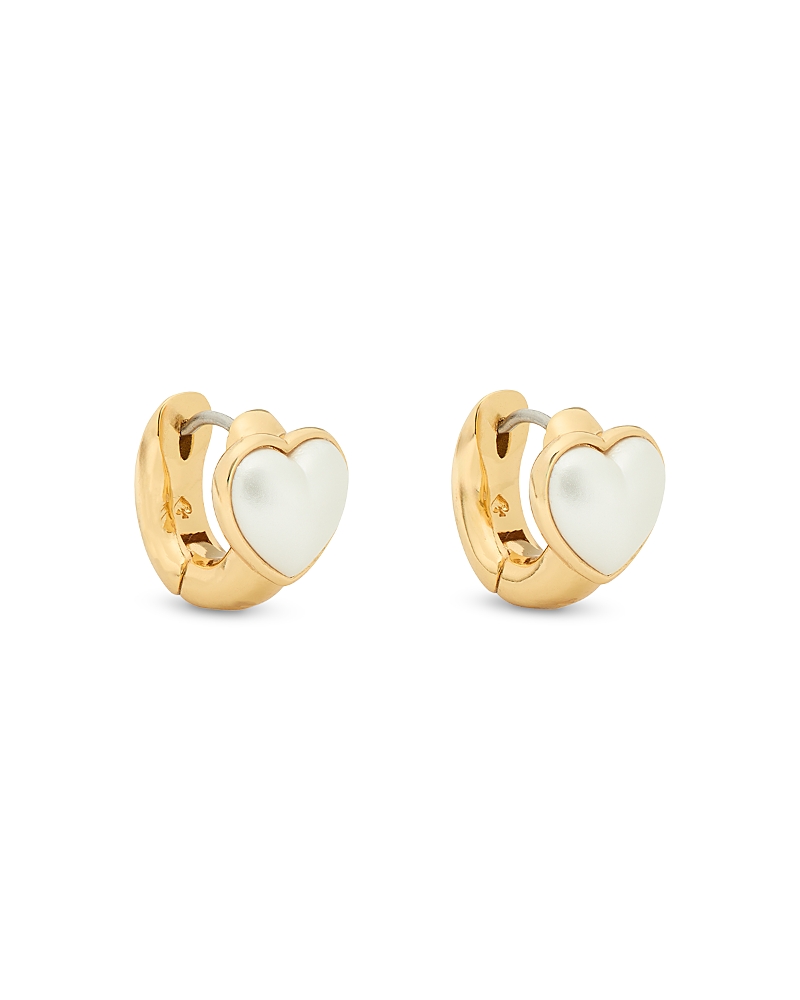 Kate Spade Keep Sparkling Heart Huggies In White/gold