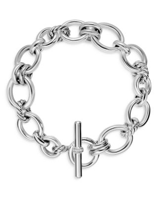 Chain Bracelet in Sterling Silver with Diamonds, 8mm