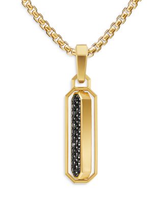 Men's Streamline Inlay Amulet in 18K Yellow Gold with Black Onyx and Black Diamonds, 30.7mm