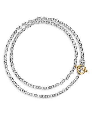 Mercer Double Row Toggle Chain Necklace in Sterling Silver with 18K Yellow Gold and Diamonds, 12.7mm