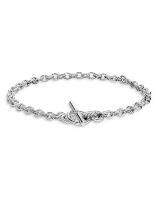 Mercer Toggle Chain Necklace in Sterling Silver with Diamonds, 12.7mm
