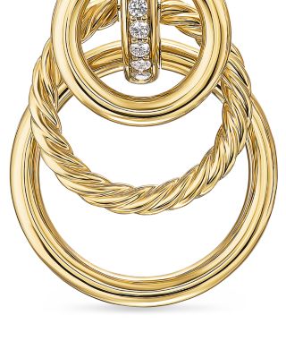 DY Mercer Triple Ring Drop Earrings in 18K Yellow Gold with Diamonds, 35.6mm