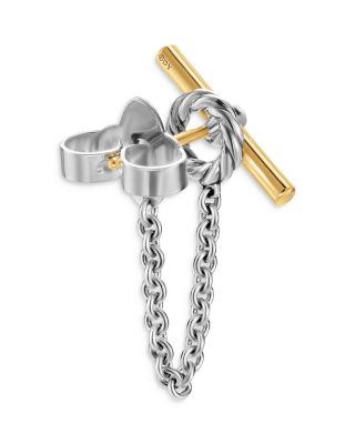 DY Mercer Petite Toggle Stud Earrings in Sterling Silver with 18K Yellow Gold, 38.2mm