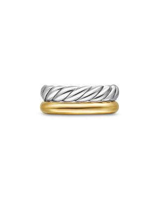 DY Mercer Two Row Ring in Sterling Silver with 18K Yellow Gold, 8mm