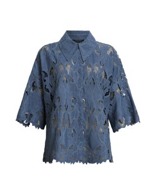 Charli Embroidered Shirt & Lace Wide Leg Pants