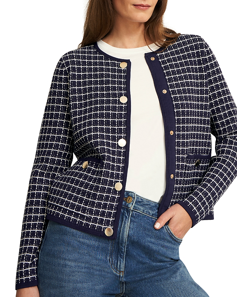 Hobbs London Enya Knitted Jacket In Midnight Ivory