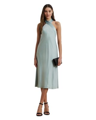 【LAUREN RALPH LAUREN】HALTER COCKTAIL DRESS Ralph Lauren Satin Charmeuse Halter Cocktail Dress