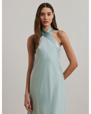 Satin Charmeuse Halter Cocktail Dress