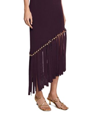 Sandro Asymmetric Fringe Hem Dress | Bloomingdale's Women