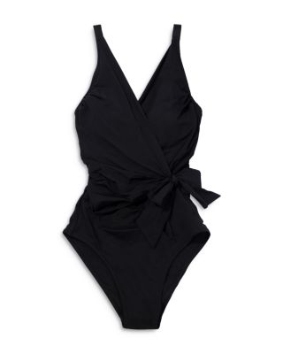 Wide Strap Wrap One Piece Swimsuit