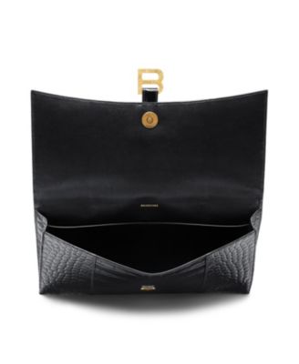 Hourglass Flat Pouch with Flap Crocodile Embossed