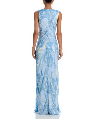 Printed High Neck Maxi Dress