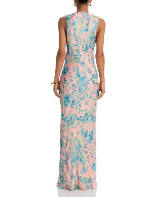 Printed High Neck Maxi Gown