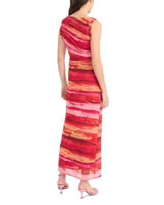 Ruffled Trim Midi Dress