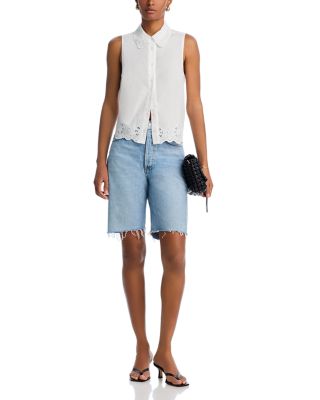 Eyelet Trim Sleeveless Shirt - Exclusive
