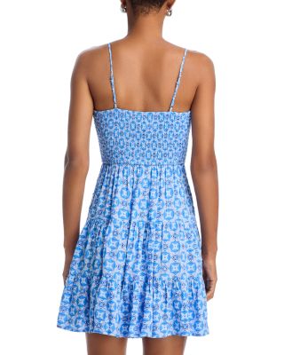 Printed Tiered Sleeveless Mini Dress- Exclusive