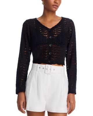 Crochet V Neck Cardigan Sweater - Exclusive