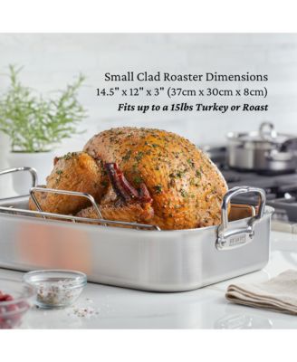 Provisions 14.5-Inch Clad Stainless Steel Roaster with Rack, Small