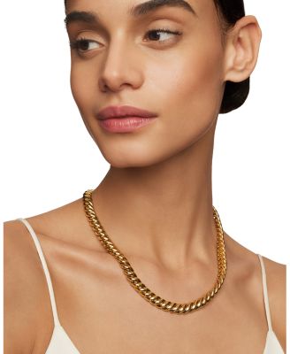 18K Yellow Gold Sculpted Cable Collar Necklace, 14.5-16"