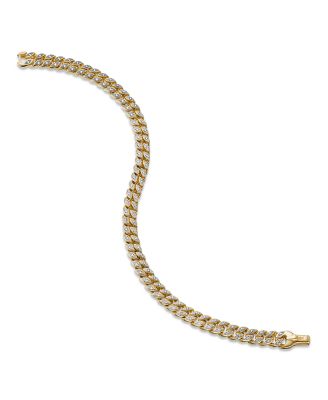 Men's Curb Chain Bracelet in 18K Yellow Gold with Diamonds, 6mm