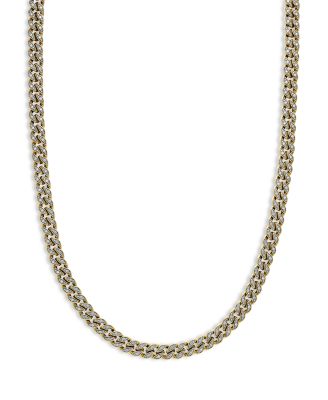Curb Chain Necklace in 18K Yellow Gold with Pav&eacute; Diamonds, 17"