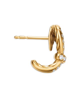 Thoroughbred Loop Huggie Hoop Earrings in 18K Yellow Gold with Pav&eacute; Diamonds
