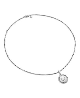 Sterling Silver Cable Collectibles Initial Charm Necklace with Diamonds, 18"