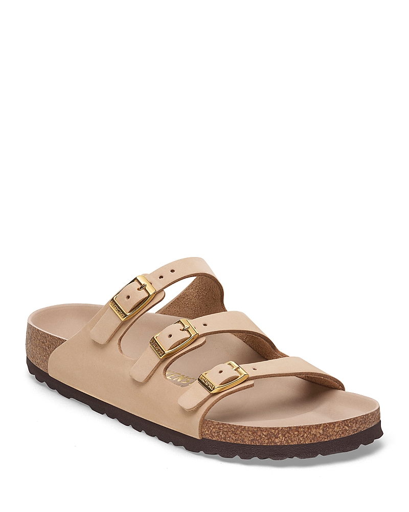 Birkenstock Beige Leather Florida Slippers In Beige