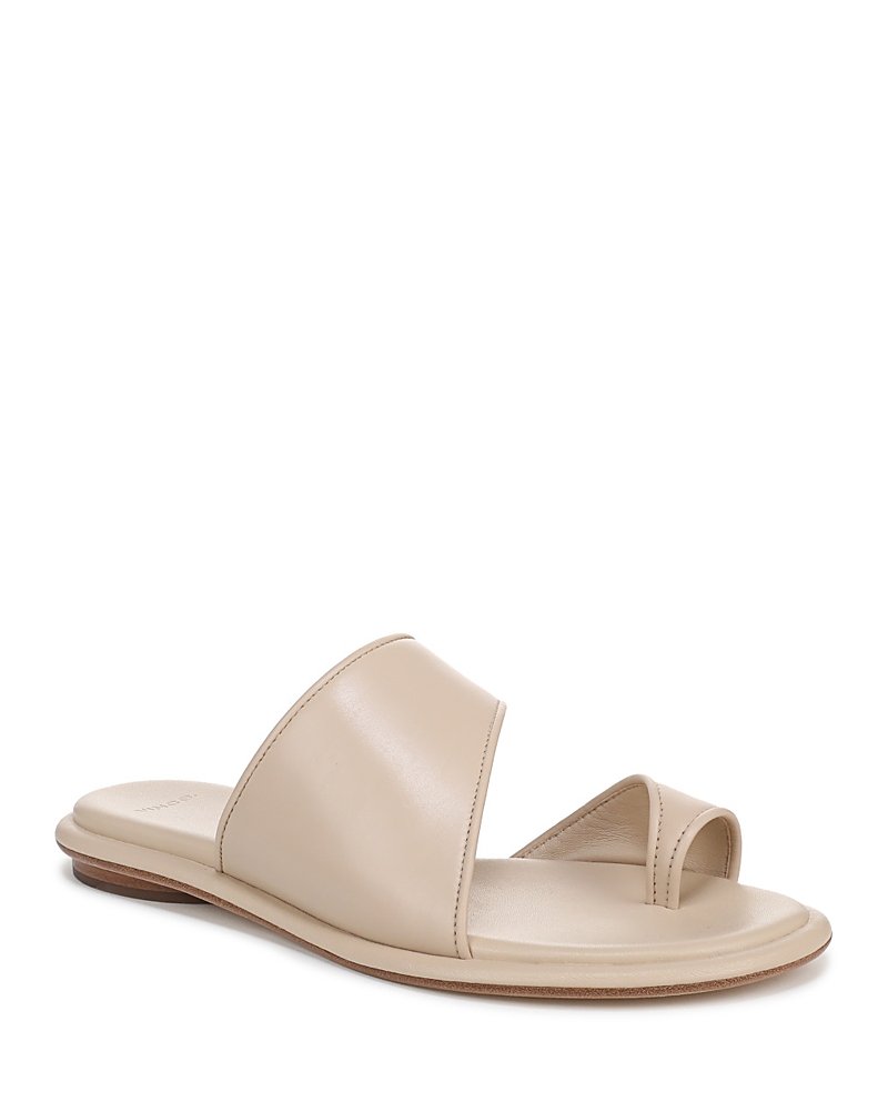 Vince Lukas Leather Toe-ring Slide Sandals In Birchsand