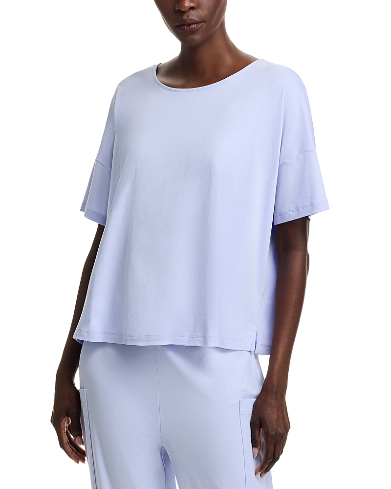 Eileen Fisher Easy V-neck Organic Cotton T-shirt In Bellflower