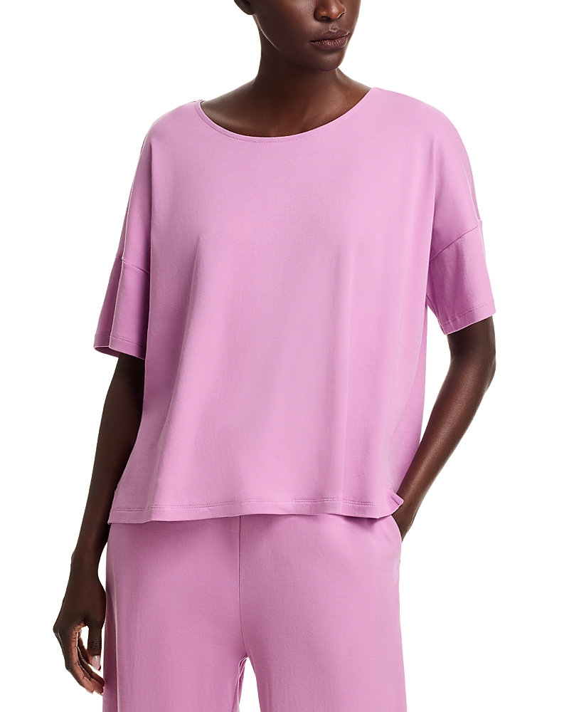 Eileen Fisher Short Sleeve Boxy Top In French Lilac