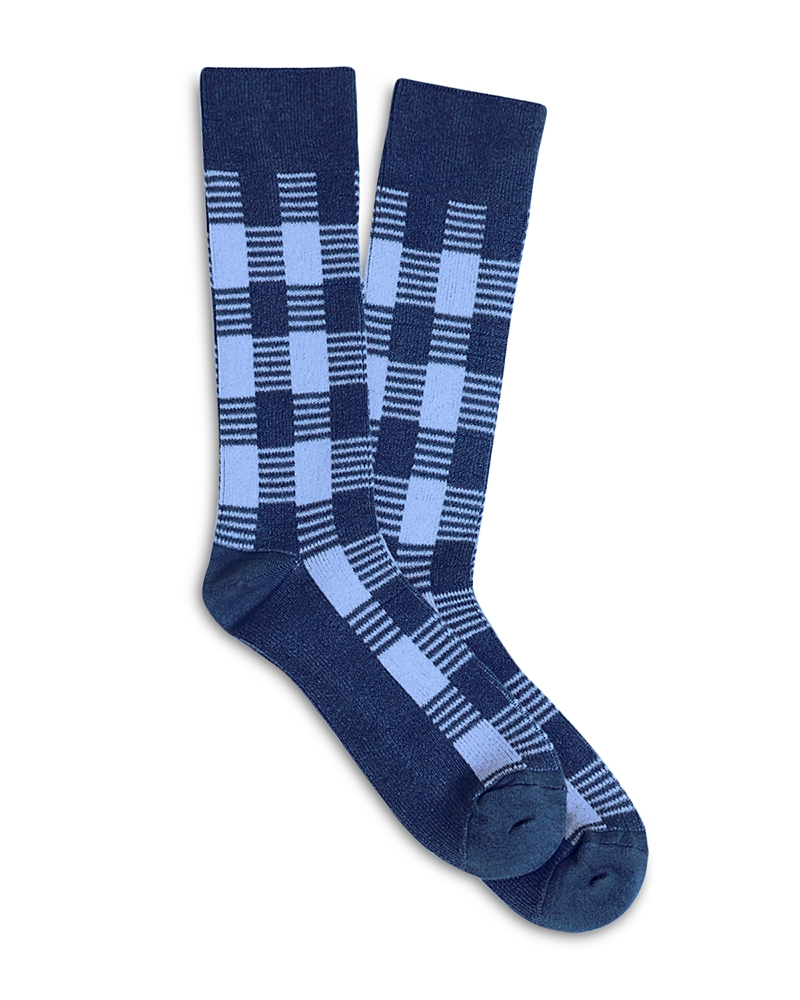 Guest In Residence Gingham Socks In Midnight In Blue