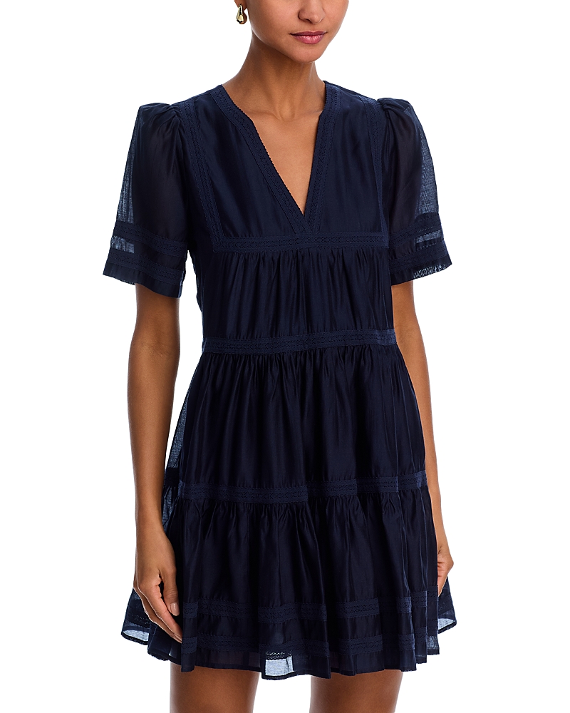 AQUA LACE VOILE SHORT SLEEVE DRESS - EXCLUSIVE