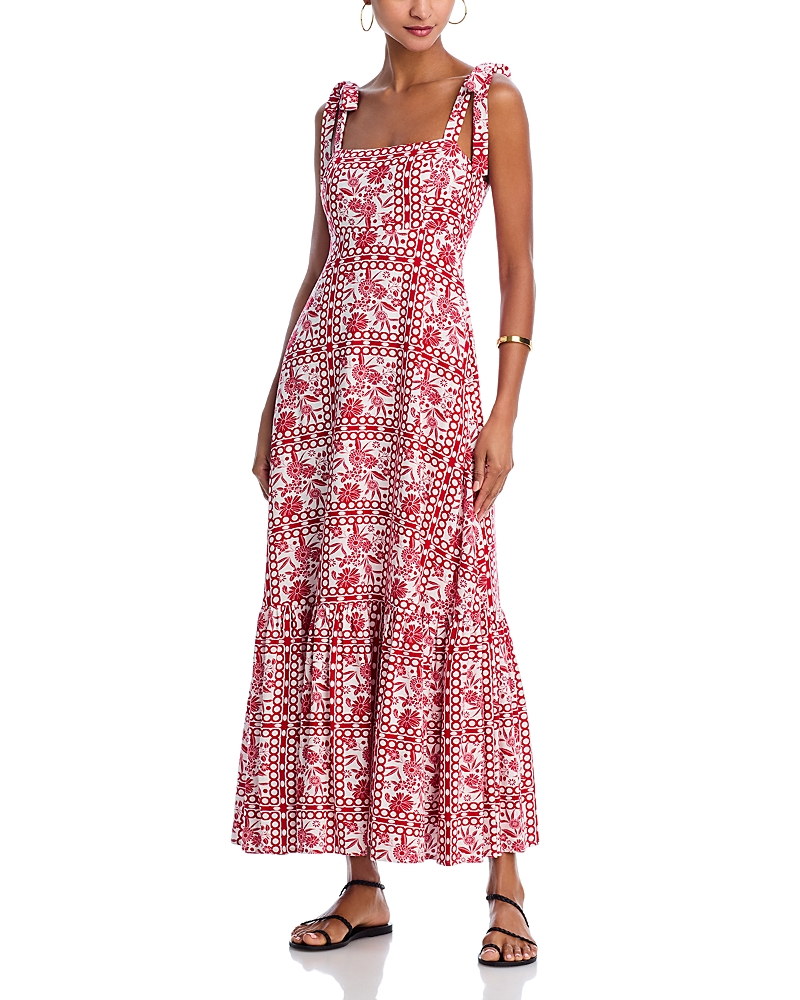 AQUA TILE PRINT MAXI DRESS - EXCLUSIVE