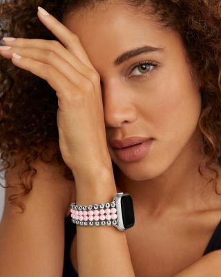 Stainless Steel & Pink Ceramic Smart Caviar Watch Band for Apple Watch&reg;