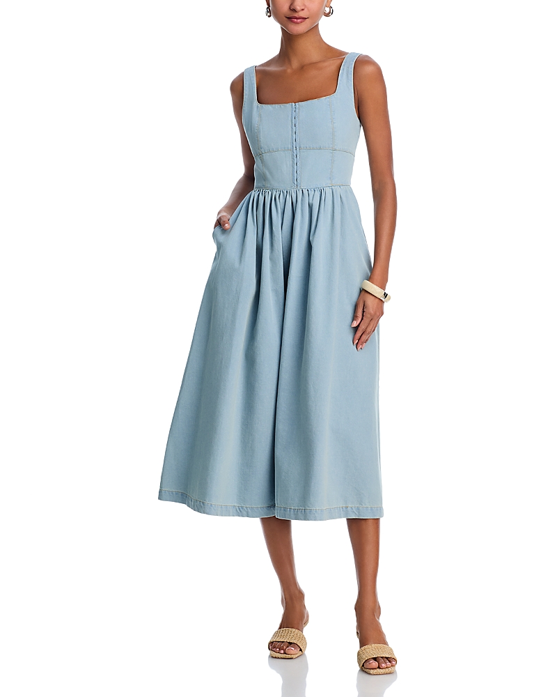 AQUA DENIM TANK MIDI DRESS - EXCLUSIVE