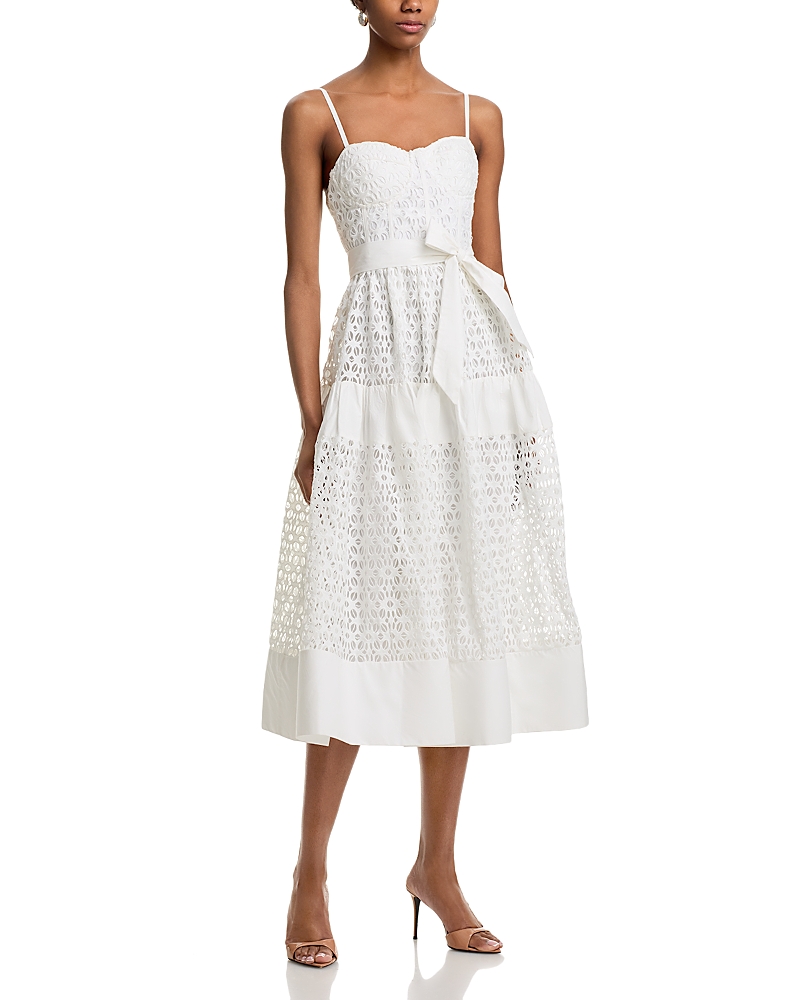 AQUA EYELET MIDI DRESS - EXCLUSIVE